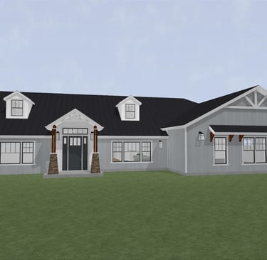 rendering of remodeled farmhouse style house