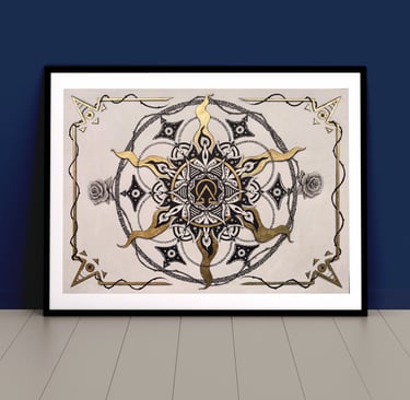 a framed art print of a flower in a frame