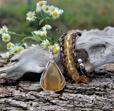 Amber pendant and bracelet