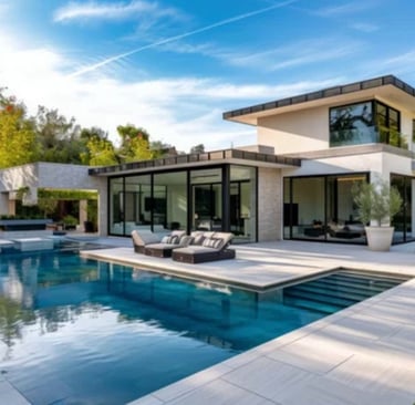 a modern home with a pool