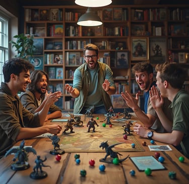 a group of people playing a board game