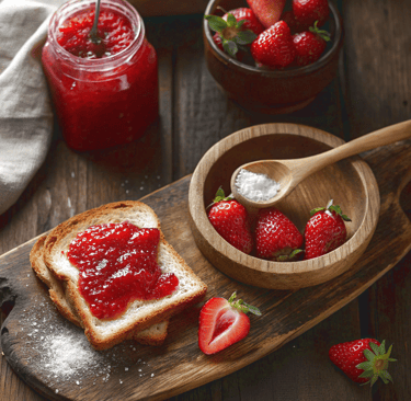 strawberry jam on toast