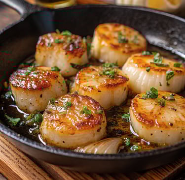 seared buttered scallops