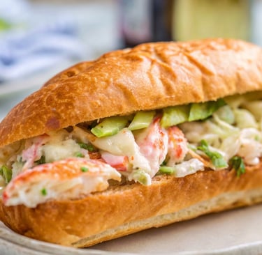 a sandwich with crab meat
