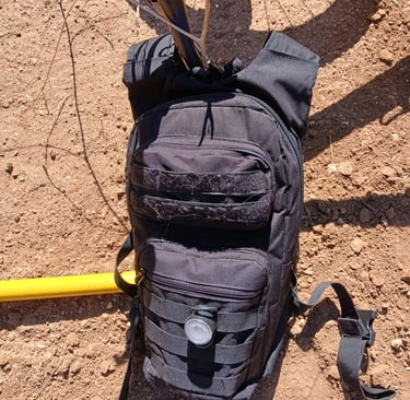 tactical backpack being used for mountain biking