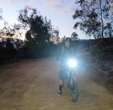 My dad on a mtb night ride with budget light