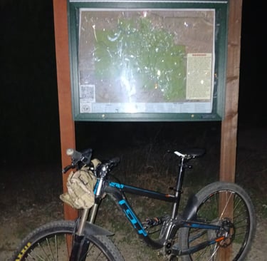 mountain biking with lights at night