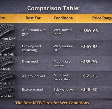 mtb wet tire comparison chart