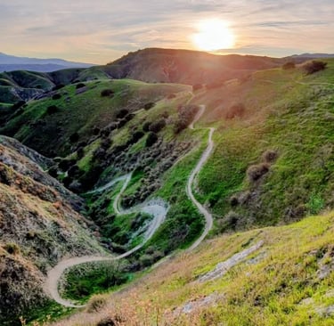 winding single track down in a canyon at Hulda Crooks Canyon trails, Pin ball trail