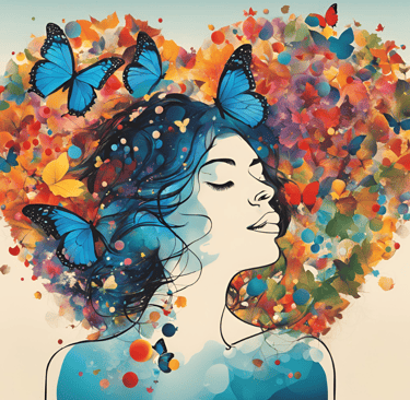 Dessin d’une femme en train de rêver, expression de l’imaginaire et de la créativité