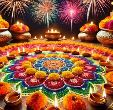 Deepavali lights and candles