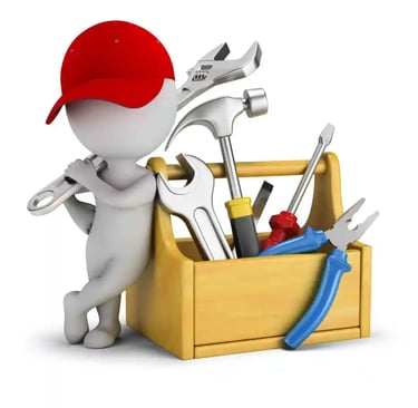 little cartoon repair man with tools