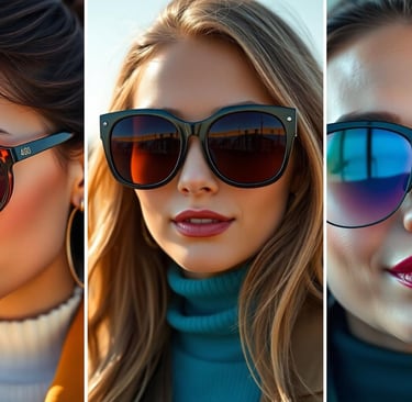 3 women wearing oversized designer sunglasses
