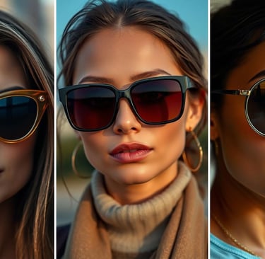 3 women wearing oversized designer sunglasses