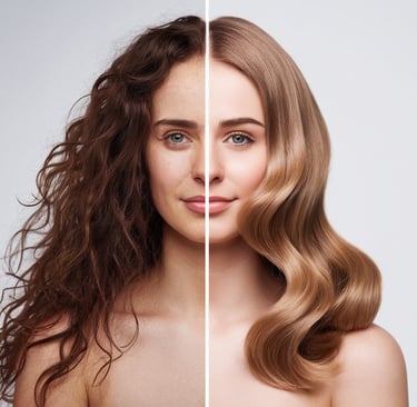 before and after pic of womans hair