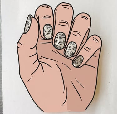 a hand with newspaper art design
