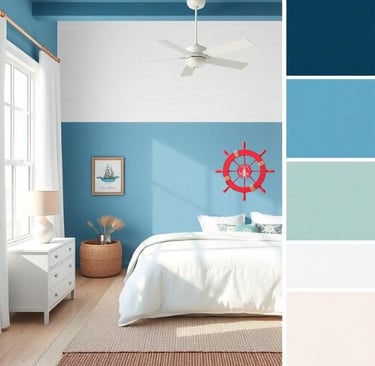 a bedroom with a bed and a ceiling fan