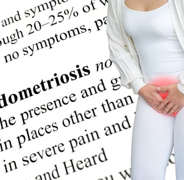 a woman with a pain in her pelvic area