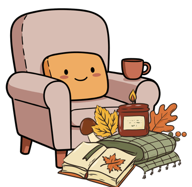 a chair with a cup of coffee and a book