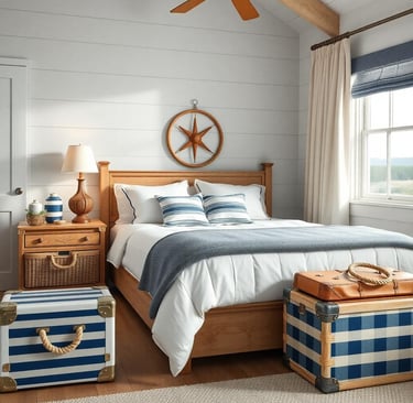a nautical bedroom with Nautical-Themed Storage