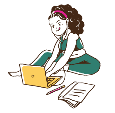 a woman sitting on a laptop computer with a laptop on the floor