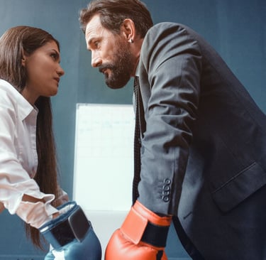 Woman and Man Staring at one another