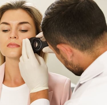woman with a dermatologist