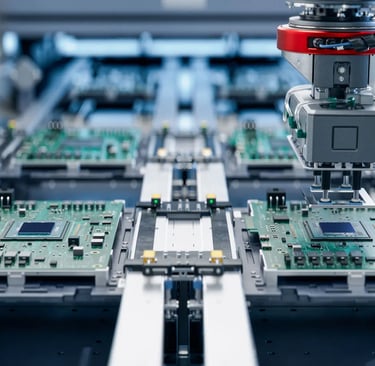 Mixed PCB assembly showing surface mount (SMT) and through‑hole components mounted on a single print