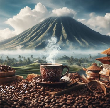 a coffee cup with coffee beans and coffee beans