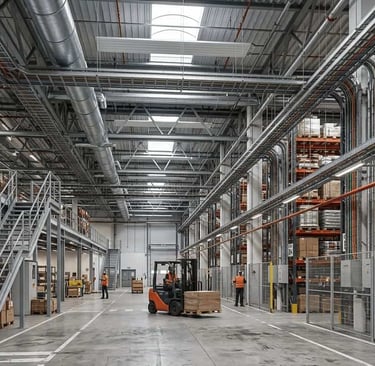 Modello BIM MEP Revit di un magazzino industriale da rilievo laser scanner