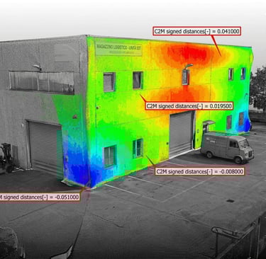 Heat map delle deformazioni del terreno su modello mesh