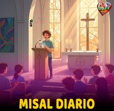 Joven leyendo la palabra en el misal diario