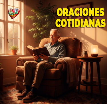 Un hombre anciano en un sofá en oraciones cotidianas sección de la página Voces de amor y vida