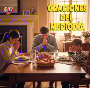 Oraciones del mediodía una familia en la mesa imagen de la página Voces de amor y vida
