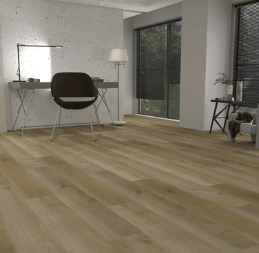 a room with a desk and a chair