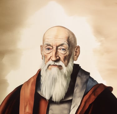 a watercolor picture of Franciscus Gomarus - A leading dutch reformed theologian of the 17th Century