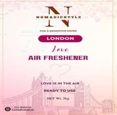 Nomadic Style London Love Air Freshener bottle label with an illustration of the Tower Bridge in Lon