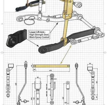 3 point linkage parts, tractor linkage system, tractor hitch components