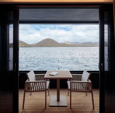 Romantic private deck on a luxury Galápagos yacht