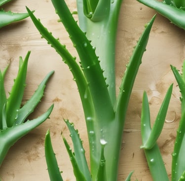 A family enjoying aloe vera drinks in a sunny kitchen.