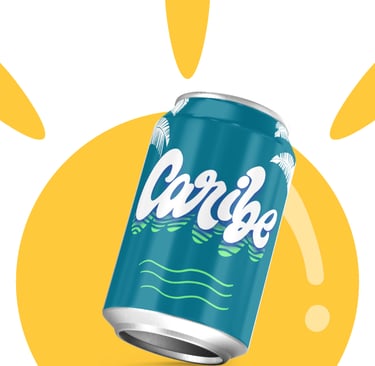 Lettering del Caribe en empaques, envases y branding, alegre, tropical, colorido y de playa.