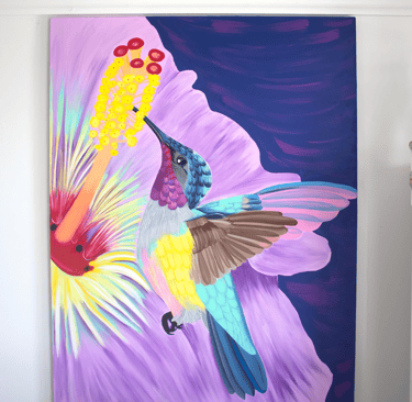 Cuadro decorativo de colibrí, colorido, moderno, perfecto para diseño de interiores diferentes.