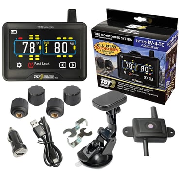 TST 770 Series TPMS - RV Tire Pressure Monitoring System with 4 Cap Sensors & 5" Color Touchscreen M