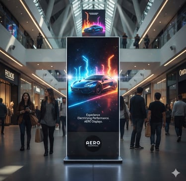 Indoor LED screen corporate office lobby Doha Qatar best digital marketing agency JBL Advertising