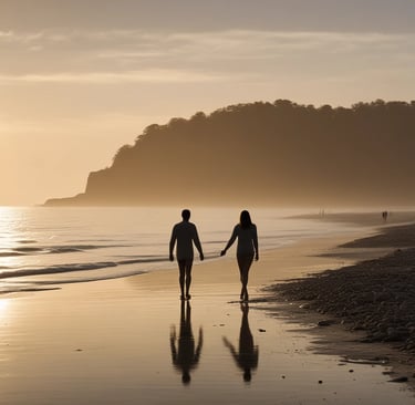 A mysterious misty Seattle landscape with glowing threads.