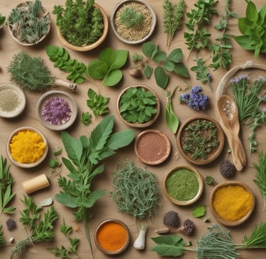A soothing image of healing herbs used in children's healthcare.