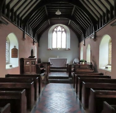Interior of Llanfechan Church. Garth