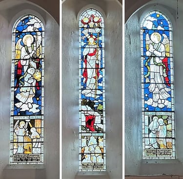 Stained Glass windows in Llanlleonfel Church, Garth