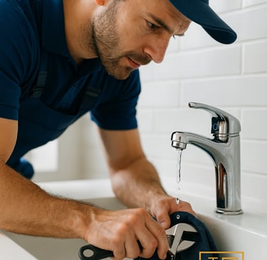 a man in a blue shirt is holding a black bag
