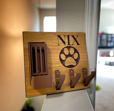 a wooden sign with a dog paw print on it